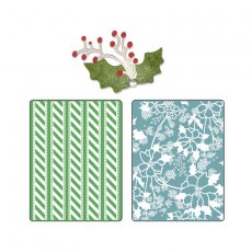 658191 Foldery do embossingu wzór i kwiaty Alpine + sizzilits Holly&Berries#6