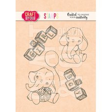CS023 Zestaw stempli akrylowych - Baby Elephant- Słoniątka - Baby Party Stamps Set