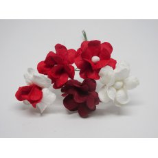 ILC-F-FILIP16 Kwiatki papierowe filipinki -mix czerwone 5szt