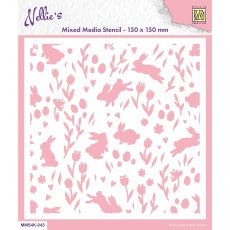 MMS4K-043 Maska NS (15x15cm ) - Wielkanocne  zajączki i kwiatki