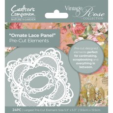 NGA-VR-QPCE-OLP  - Papierowe Elementy - Nature's Garden Vintage Rose Pre-cut elements - Ornate Lace Panel 24 szt.