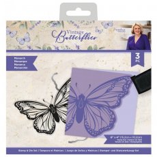 S-VBUT-STD-MONAR Stempel akrylowe i wykrojnik  - Sara Signature Vintage Butterflies Stamp and Die - Motyl