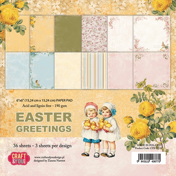  CPB-EG15 Bloczek papierów 6x6" Easter Greetings