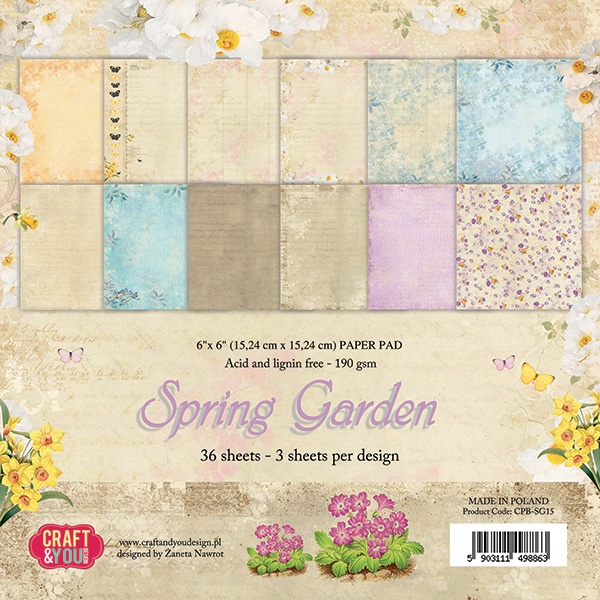 CPB-SG15 Bloczek papierów 6x6" Spring Garden