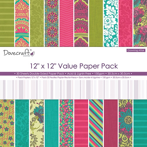 DCDP166 Zestaw papierów 30,5cm x 30,5cm Dovecraft 12x12 Crowning Affair Value Paper Pack