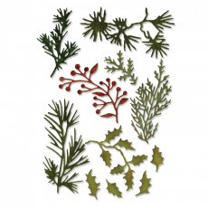 661597 Sizzix Thinlits Die Set 11PK - Holiday Greens, Mini