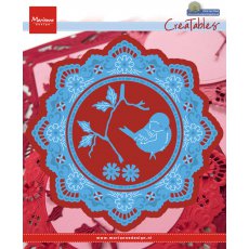 LR0457 Wykrojnik Marianne Design -ramka okrągła i ptaszek