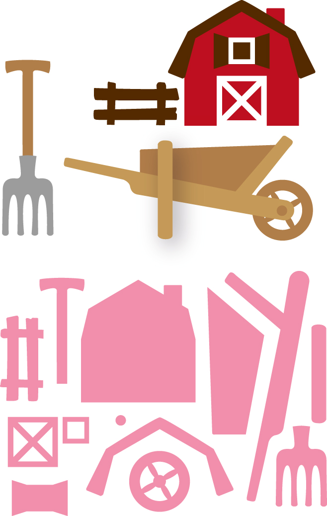 COL1427 Wykrojnik Marianne Design Collectable -stodoła,taczka grabie