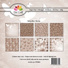 PP0081 Zestaw papierów 15x15cm Dixi Craft- motylki-brąz