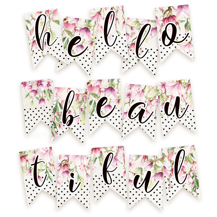 P13-216 Papierowy banerek / die cut Hello Beautiful