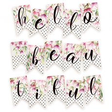 P13-216 Papierowy banerek / die cut Hello Beautiful