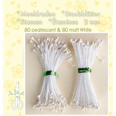 26.4339 Pręciki do kwiatków -białę matowe 80szt + perłowe 80szt
