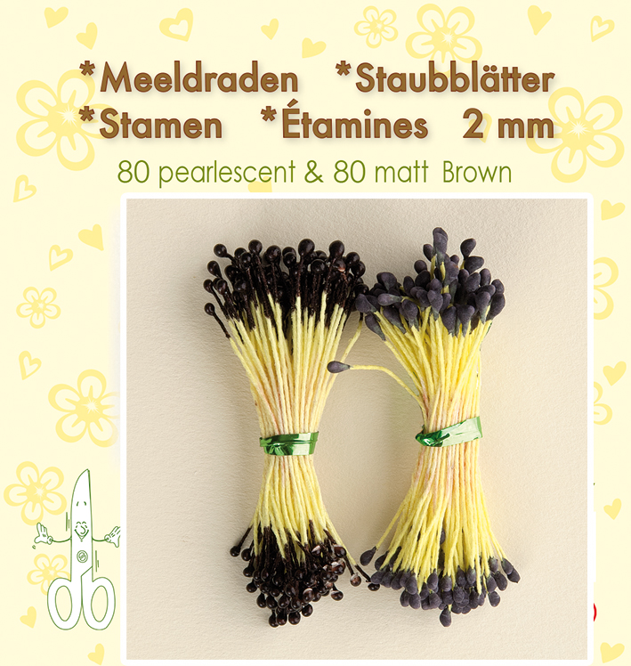 26.4377 Pręciki do kwiatków -brown-brązowe matowe 80szt + perłowe 80szt
