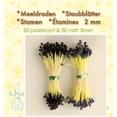26.4377 Pręciki do kwiatków -brown-brązowe matowe 80szt + perłowe 80szt