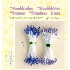 26.4407 Pręciki do kwiatków -light purple- jasny fiolet-matowe 80szt + perłowe 80szt