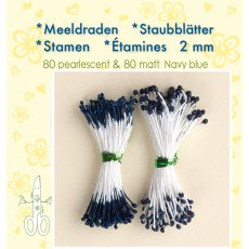 26.4414 Pręciki do kwiatków -navy blue-granatowy-matowe 80szt + perłowe 80szt
