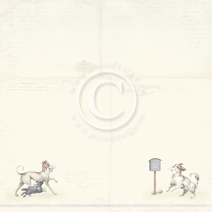 PD12002 Papier dwustronny 30,5x30,5cm- You've got mail ? Our Furry Friends