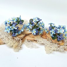 SHK-07 Kwiaty materiałowe -niebieskie z łodygami
