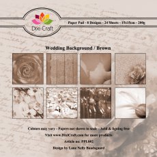 PPL002 Zestaw papierów 15x15cm Dixi Craft- Wedding Background/Brown