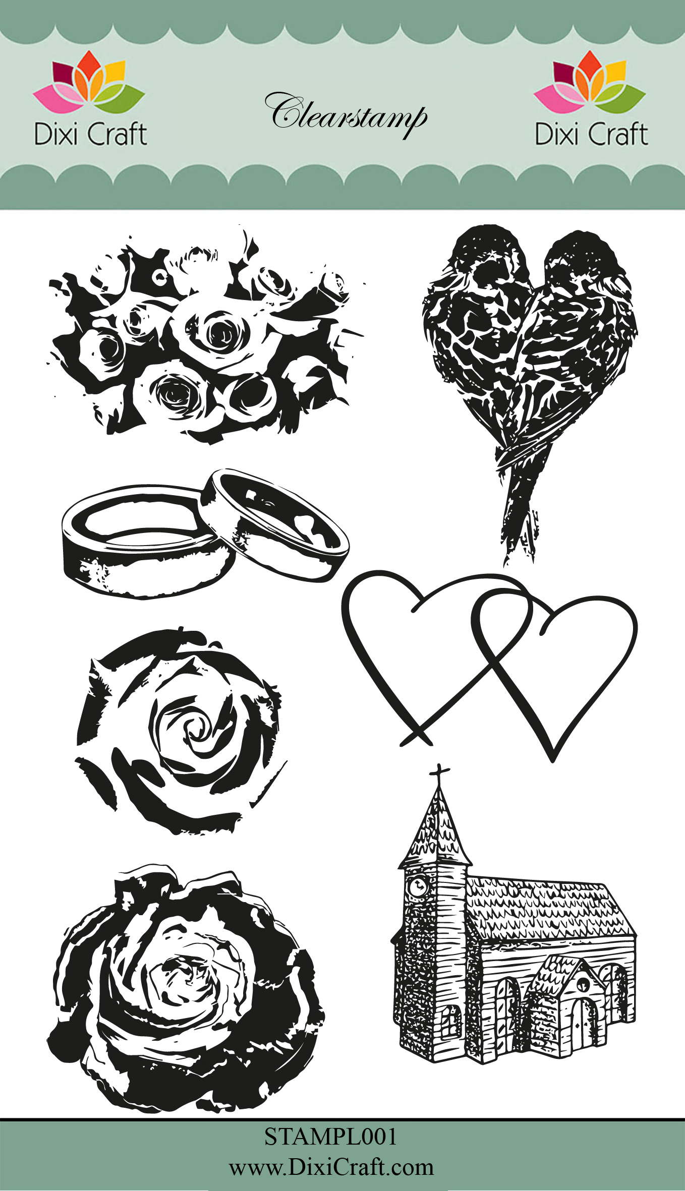 STAMPL001 Stemple DixiCraft - zestaw ślubny