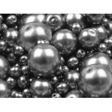 200454-19B Szklane woskowane perły mix rozmiarów Ø4-12 mm - srebrny ciemne - paczka ok.50 g