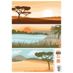 AK0071 Obrazki do wycinania A4 - tło sawanna