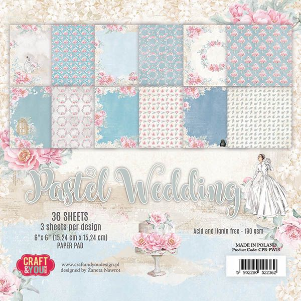 CPB-PW15 Bloczek 15x15 Craft & You Design -Pastel Wedding