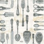 SERW074 Serwetka do decoupage'u 33x33cm-sztućce