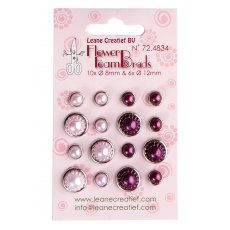 72.4834 Ćwieki Leane Creatief 16szt. perłowe różowe+bordowe