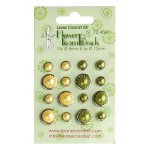 72.4841 Ćwieki Leane Creatief 16szt. perłowe żółte+zielone