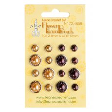 72.4858 Ćwieki Leane Creatief 16szt. perłowe żółte+brązowe