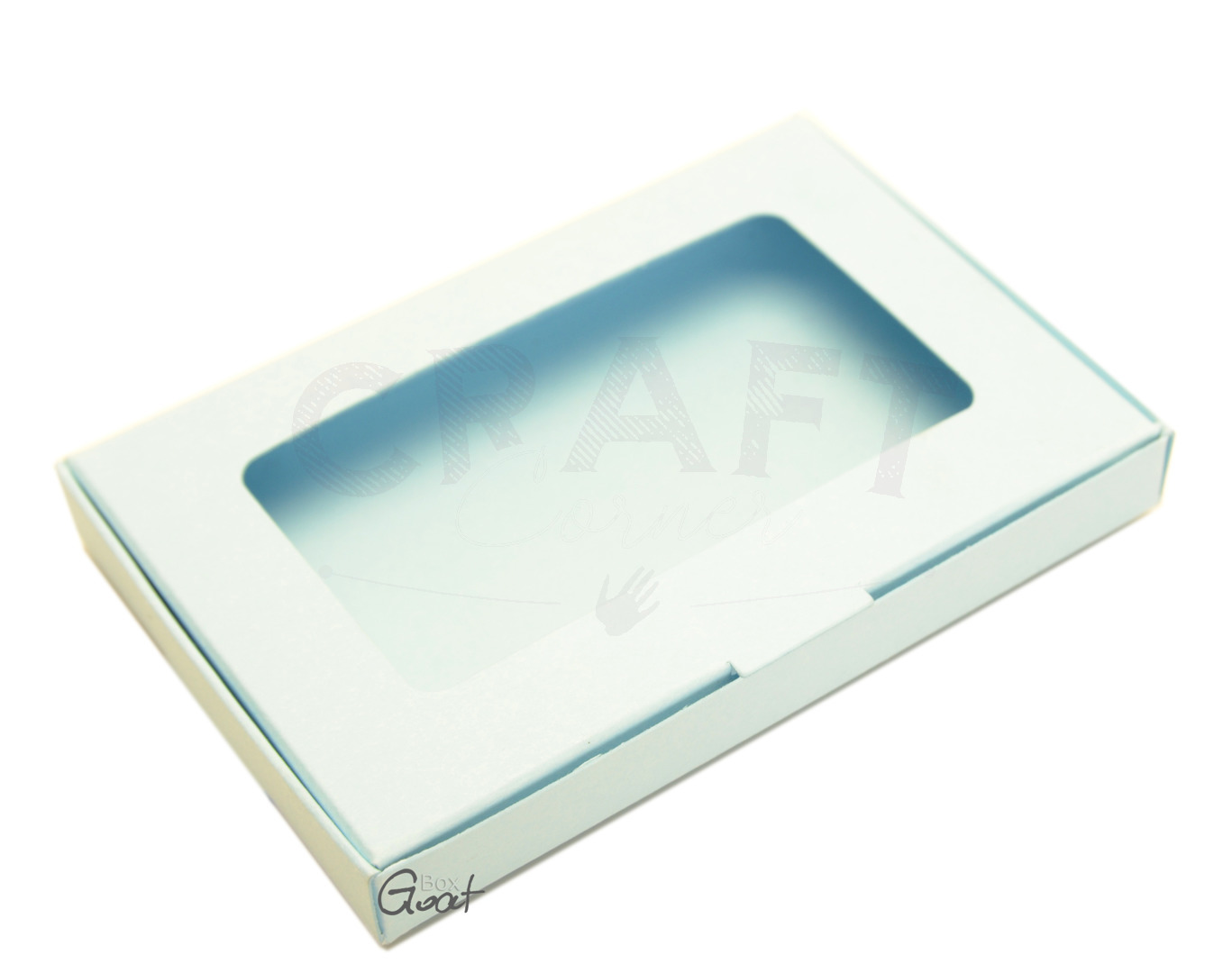 ID-2028 Pudełko na kartę podarunkową / wizytówki błękitne z okienkiem - GoatBox