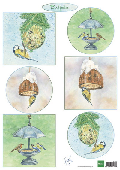 IT604 Arkusz A4 -Marianne Design - Tiny's birds feeding