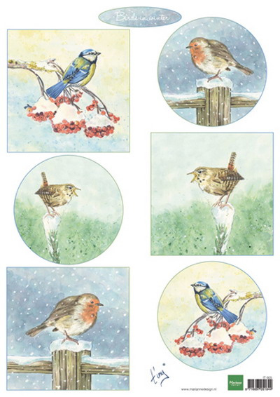 IT605 Arkusz A4 -Marianne Design - Tiny's birds in winter