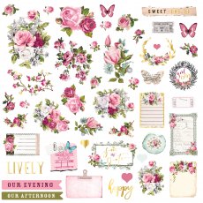 PM631024 Zestaw wyciętych elementów oraz naklejki - Misty Rose 
