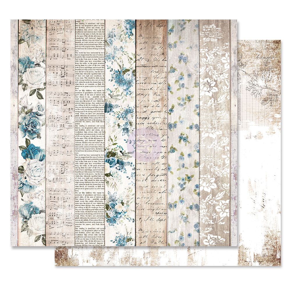 PM848910 Papier dwustronny metaliczny 30,5x30,5cm - Georgia Blues - Written Chapters