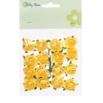 260273-996-3 Papierowe różyczki 2,5 cm -16 sztuk -ŻÓŁTE