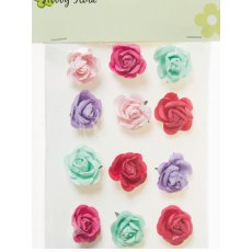 260410-995-2 Papierowe różyczki samoprzylepne 12 sztuk- MIX #2