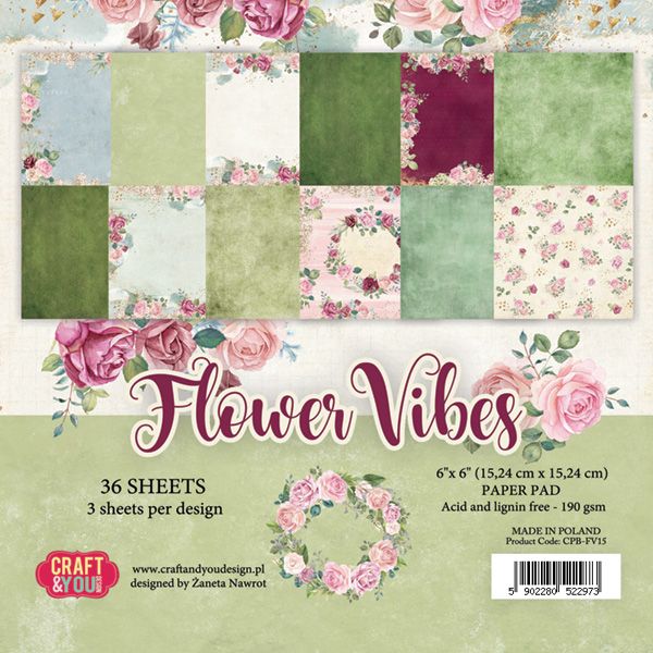 CPB-FV15 Bloczek 15x15 Craft & You Design -Flower Vibes