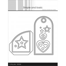 SBD030 Wykrojnik- tag-kieszonka- serduszka, gwiazdki