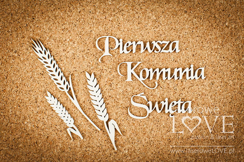 LA19362 Tekturka - Duży napis Pierwsza Komunia Święta - White and Innocent