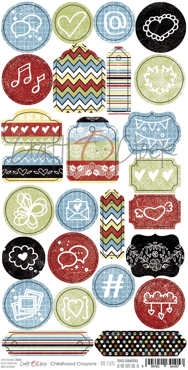 CC-DIE-CUTS-CHC-26 CHILDHOOD CRAYONS - elementy DIE - CUTS