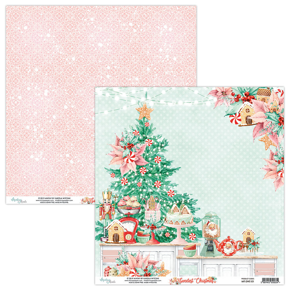 MT-SWE-01 THE SWEETEST CHRISTMAS 01- MINTAY PAPERS- papier dwustronny 30,5x30,5cm5