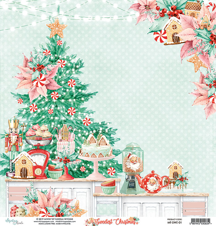 MT-SWE-01 THE SWEETEST CHRISTMAS 01- MINTAY PAPERS- papier dwustronny 30,5x30,5cm5