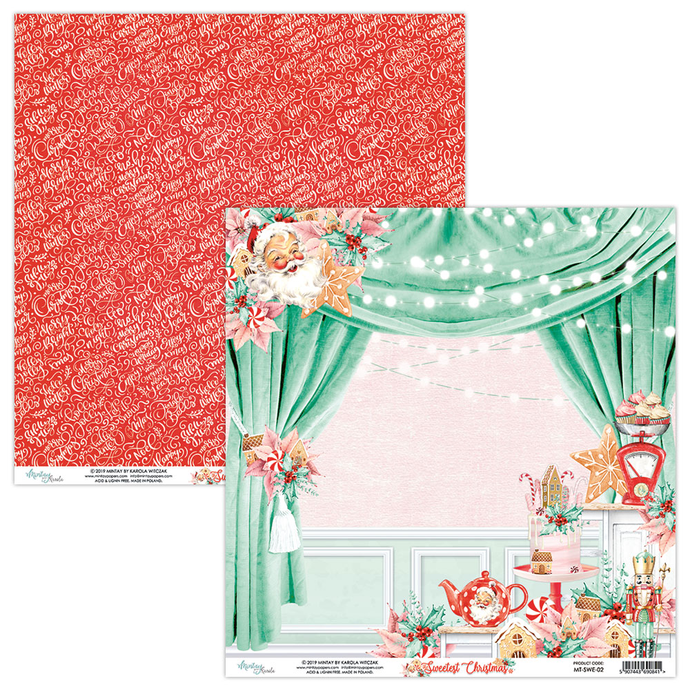 MT-SWE-02 THE SWEETEST CHRISTMAS 02- MINTAY PAPERS- papier dwustronny 30,5x30,5cm5