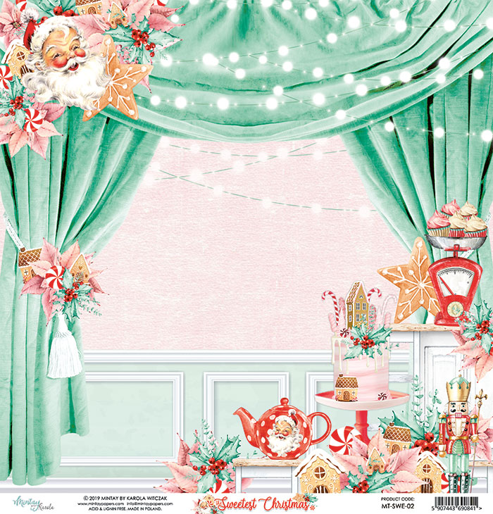 MT-SWE-02 THE SWEETEST CHRISTMAS 02- MINTAY PAPERS- papier dwustronny 30,5x30,5cm5