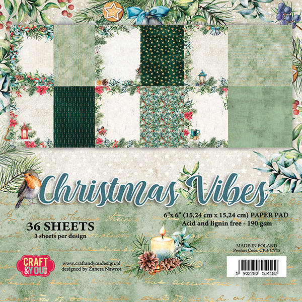 CPB-CV15 Bloczek 15x15 Craft & You Design -Christmas Vibes