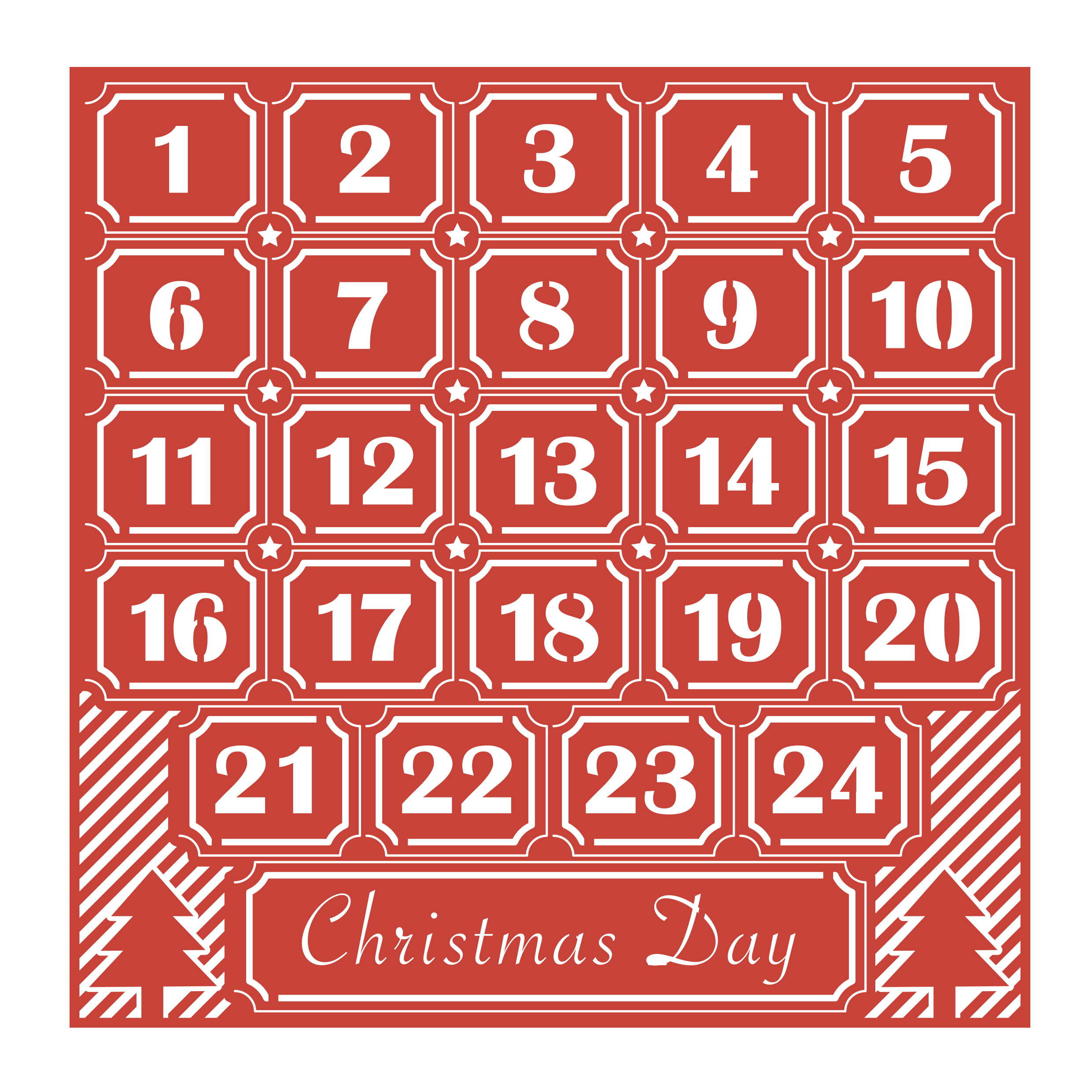 FEDIE261X18 Wykrojnik 15x15 cm - Advent Calendar-kalendarz adwentowy