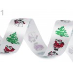 430509 Wstążka/Tasiemka satynowa święta bałwanki