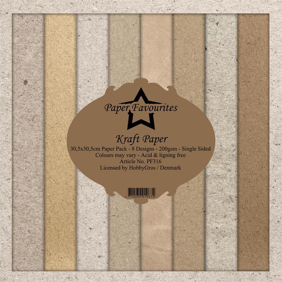 PF316 Zestaw papierów jednostronnych-30,5 x 30,5 cm-Paper Favourites-Kraft Paper